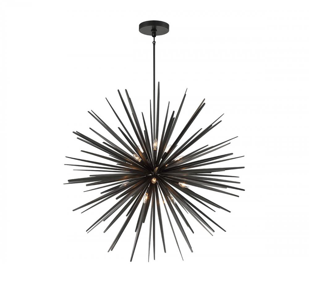 Trapani, 14 Light Chandelier, Metallic Black