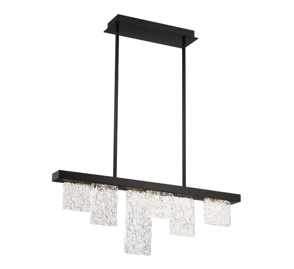 Siena, 6 Light Linear LED Chandelier, Brushed Black