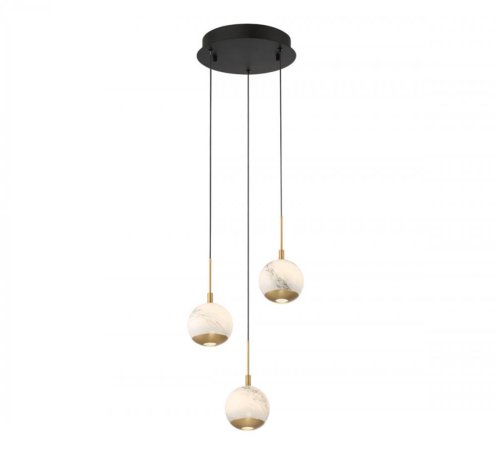 Baveno, 3 Light Round LED Pendant, Matte Black