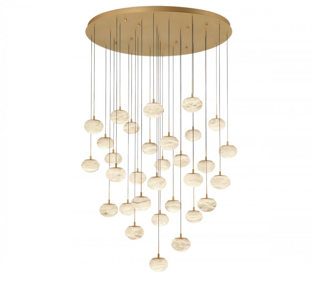 Calcolo, 31 Light LED Grand Chandelier, Painted Antique Brass