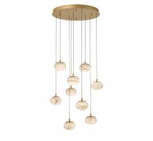Lib & Co. CA 12121-030 - Calcolo, 9 Light Round LED Chandelier, Painted Antique Brass