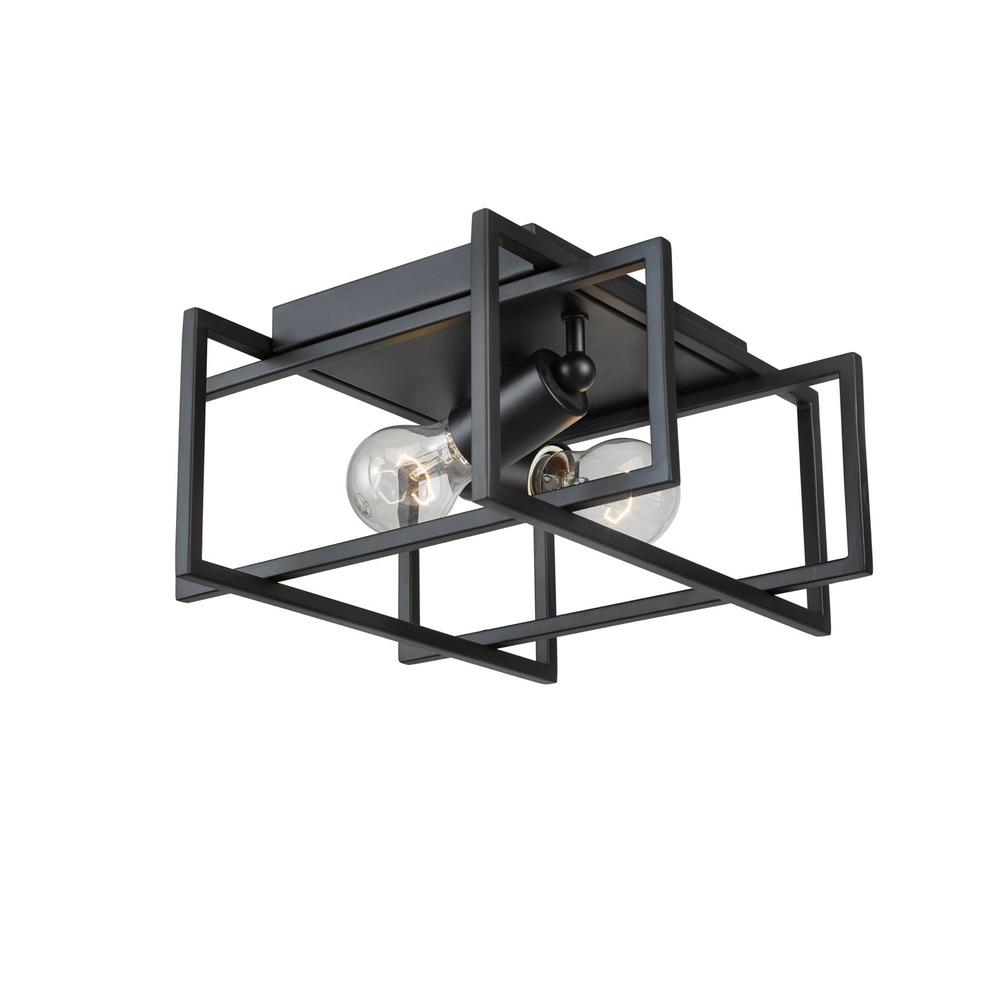 Avista Korson 12" Flush Mount Black 2-Light