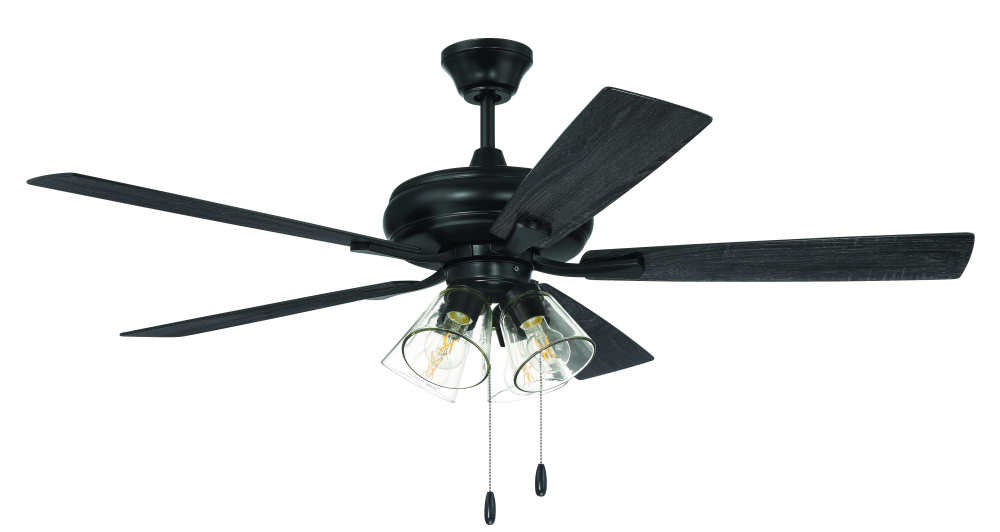 52" Ceiling Fan w/Blades, 4 Clear Glass LED Lights