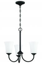 Craftmade 50423-FB-WG - Gwyneth 3 Light Chandelier in Flat Black (White Glass)