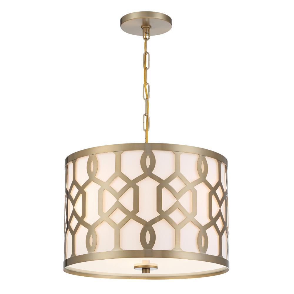 Libby Langdon for Crystorama Jennings 3 Light Aged Brass Chandelier