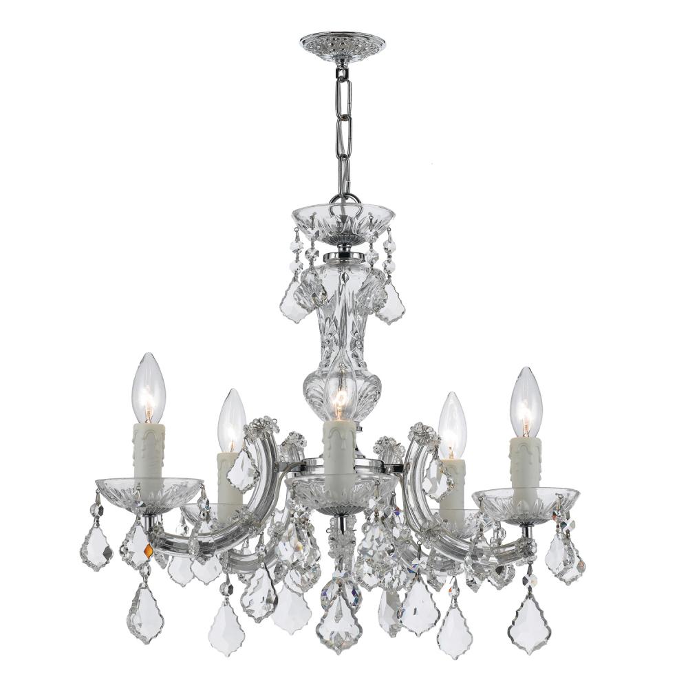 Maria Theresa 5 Light Hand Cut Crystal Polished Chrome Chandelier