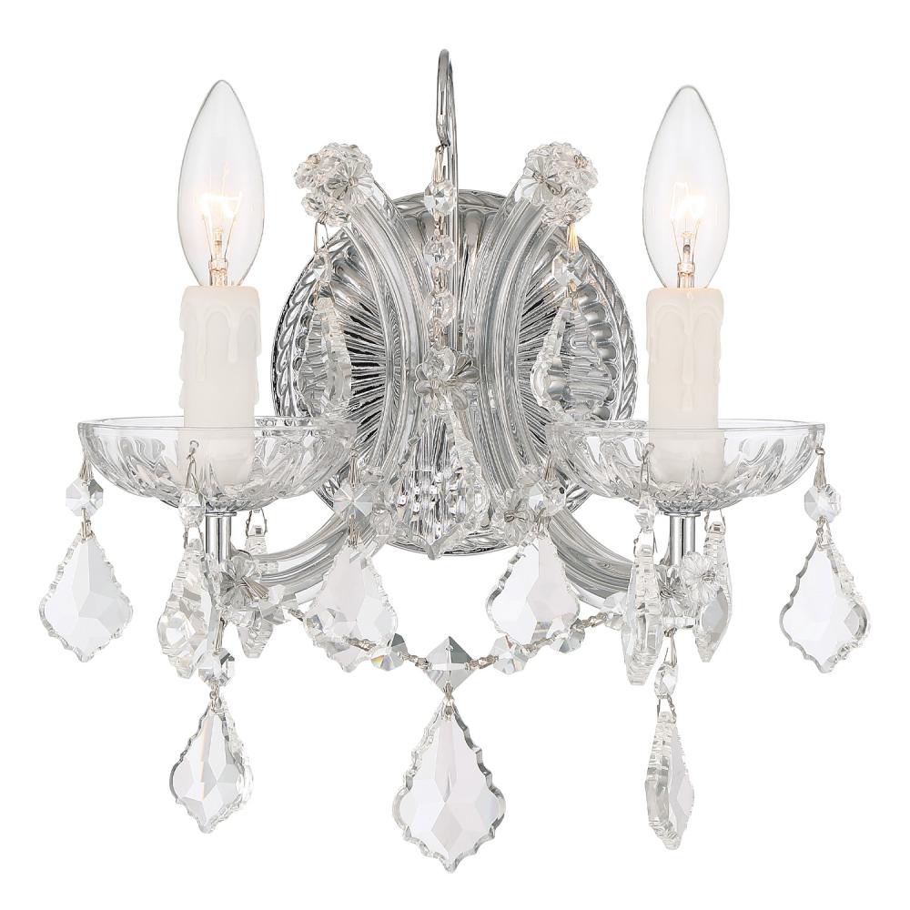 Maria Theresa 2 Light Hand Cut Crystal Polished Chrome Sconce