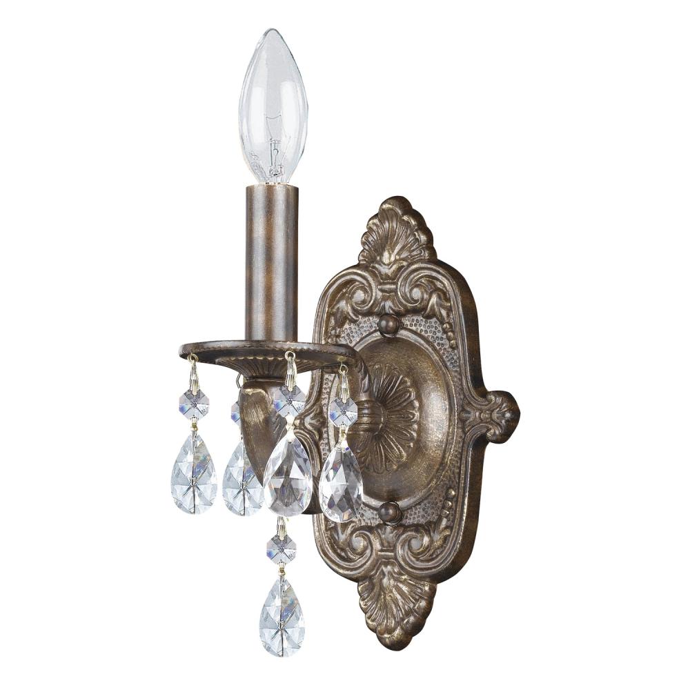 Paris Market 1 Light Clear Crystal Venetian Bronze Sconce