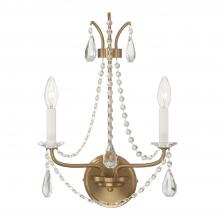 Crystorama KAR-90902-AG-CL-MWP - Karrington 2 Light Aged Brass Sconce