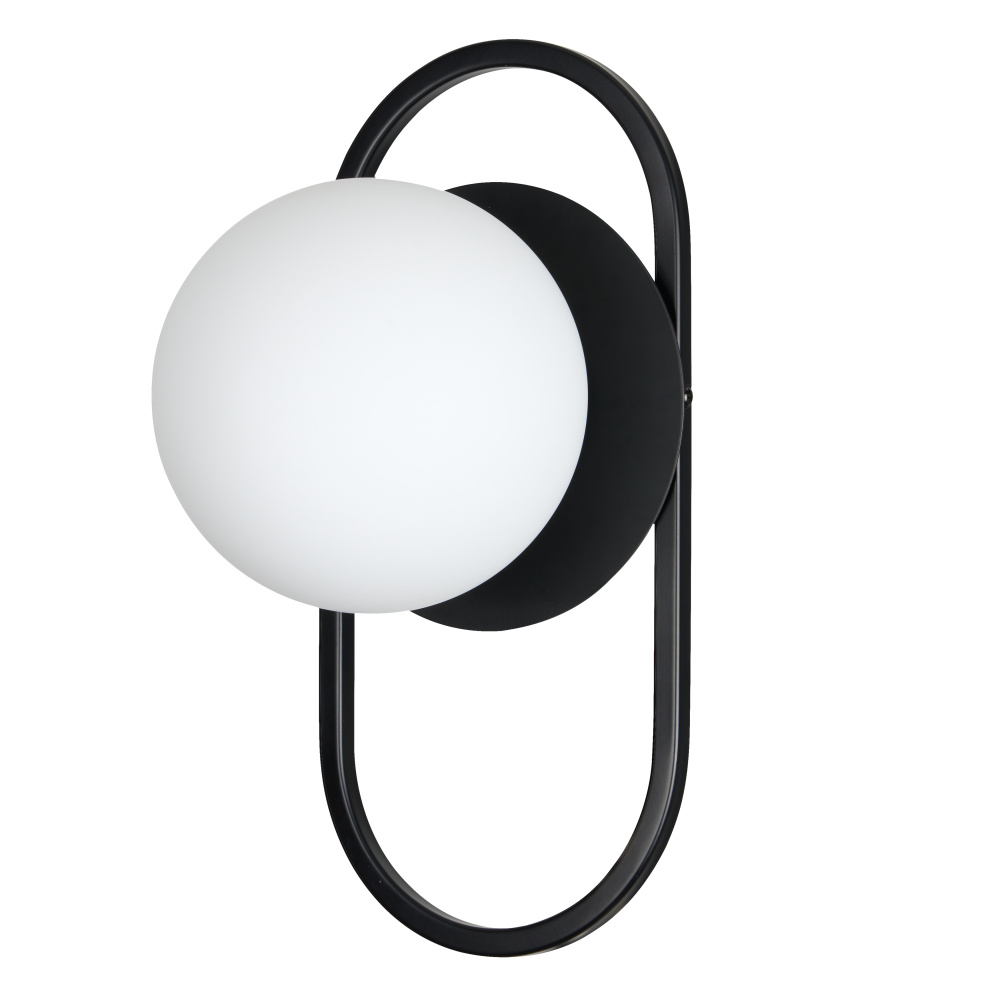 1 Light Matte Black Wall Sconce w/ Opal Glass