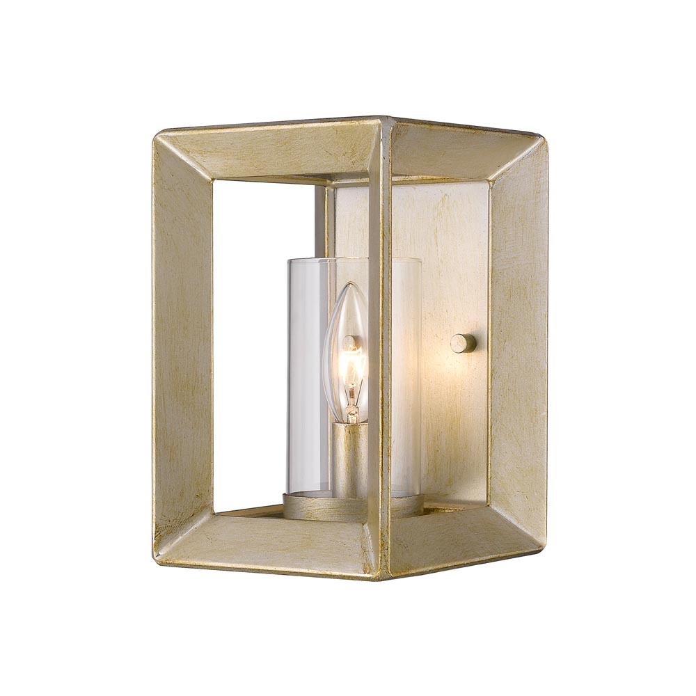 Smyth 1 Light Wall Sconce (White Gold & Clear Glass)