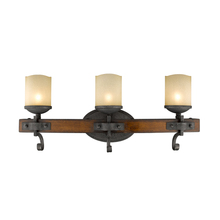 Golden Canada 1821-BA3 BI - Madera 3-Light Bath Vanity in Black Iron with Toscano Glass