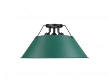 Golden Canada 3306-3FM BLK-GN - Orwell 3-Light Flush Mount in Matte Black with Pine Green