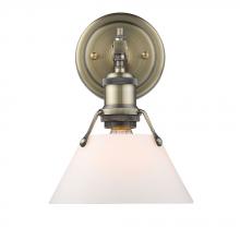Golden Canada 3306-BA1 AB-OP - Orwell AB 1 Light Bath Vanity in Aged Brass with Opal Glass Shade