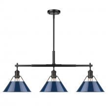 Golden Canada 3306-LP BLK-NVY - Orwell BLK 3 Light Linear Pendant in Matte Black with Matte Navy shades