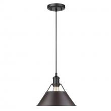 Golden Canada 3306-M BLK-RBZ - Orwell BLK Medium Pendant - 10" in Matte Black with Rubbed Bronze shade