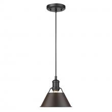 Golden Canada 3306-S BLK-RBZ - Orwell BLK Small Pendant - 7" in Matte Black with Rubbed Bronze shade