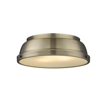 Golden Canada 3602-14 AB-AB - Duncan 14" Flush Mount in Aged Brass with an Aged Brass Shade