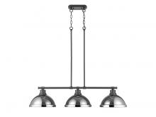 Golden Canada 3602-3LP BLK-CH - Duncan 1-Light Pendant with Chain in Rubbed Bronze with Seafoam
