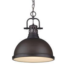 Golden Canada 3602-L RBZ-RBZ - Duncan 1 Light Pendant with Chain in Rubbed Bronze with a Rubbed Bronze Shade