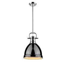 Golden Canada 3604-S CH-BK - Duncan Small Pendant with Rod in Chrome with a Black Shade