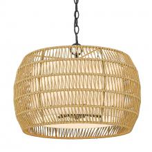 Golden Canada 6805-4 BLK-NR - Everly 4 Light Chandelier in Matte Black with Natural Rattan Shade