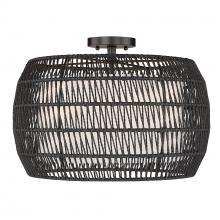 Golden Canada 6805-4SF BLK-MBR - Everly 4 Light Semi-Flush in Matte Black with Modern Black Rattan Shade