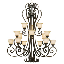 Golden Canada 8063-15L BUS - Heartwood 3 Tier - 15 Light Chandelier in Burnt Sienna with Tea Stone Glass