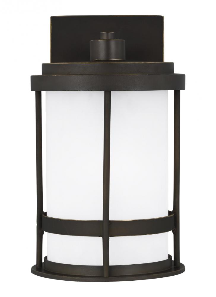 Wilburn modern 1-light LED outdoor exterior Dark Sky compliant small wall lantern sconce in antique