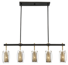 Savoy House Canada 1-9061-5-95 - Dunbar 5-Light Linear Chandelier in Warm Brass with Bronze Accents