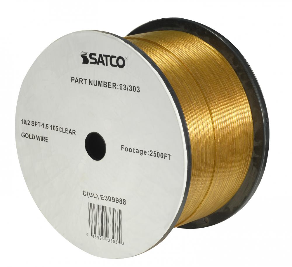 Lamp And Lighting Bulk Wire; 18/2 SPT-1.5 105C; 2500 Foot/Reel; Clear Gold