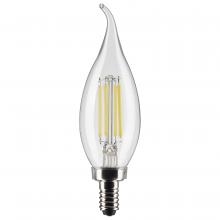 Satco Products Inc. S21298 - 4 Watt CA10 LED; Clear; Candelabra base; 90 CRI; 4000K; 120 Volt