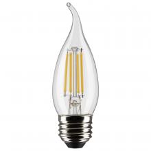 Satco Products Inc. S21312 - 4 Watt CA10 LED; Clear; Medium base; 90 CRI; 2700K; 120 Volt