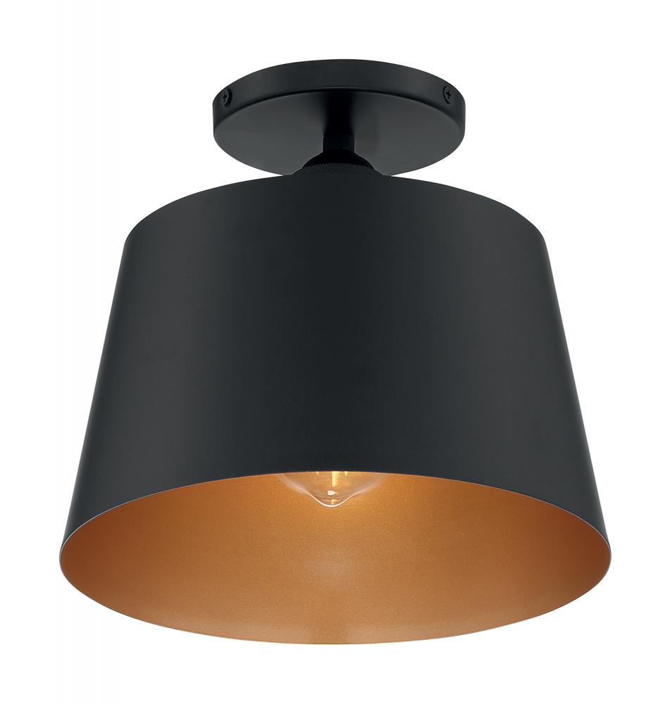 Motif - 1 Light Semi-Flush with- Black and Gold Accents Finish