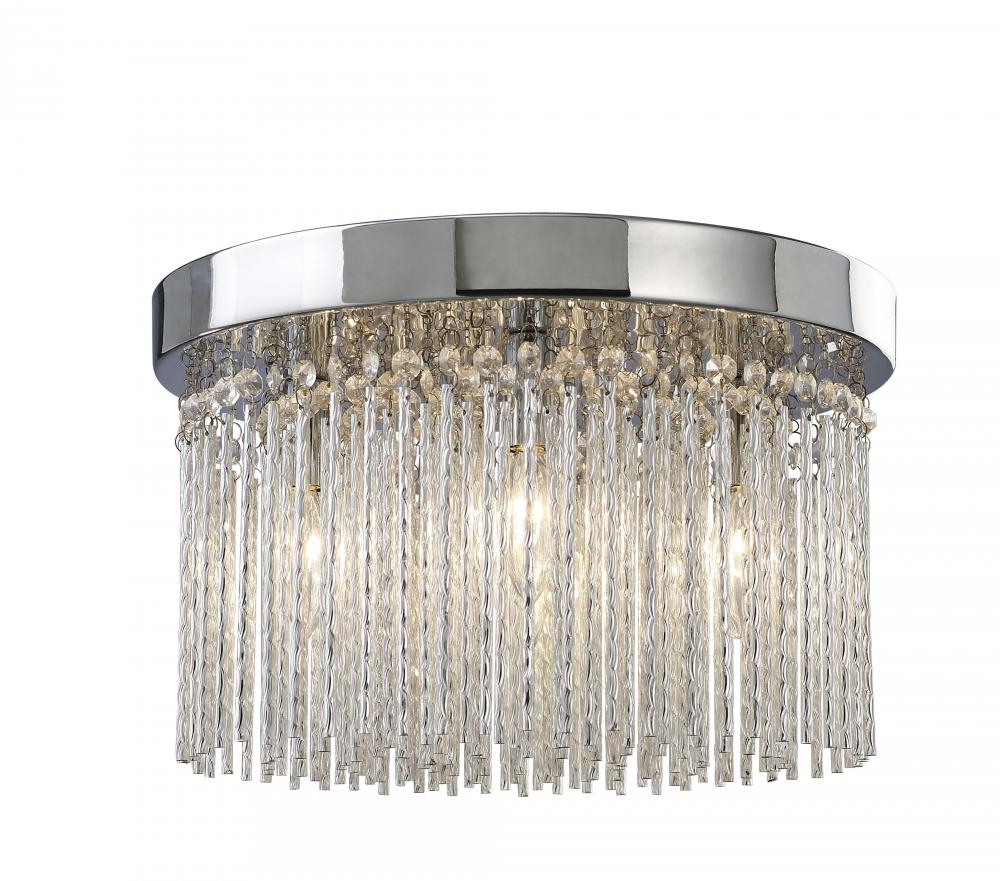 Monaco, IFM454A15CH9,4 Lt Flush Mount, Aluminium + Crystal, 40W G9, 15 IN W x 8 .75 IN H