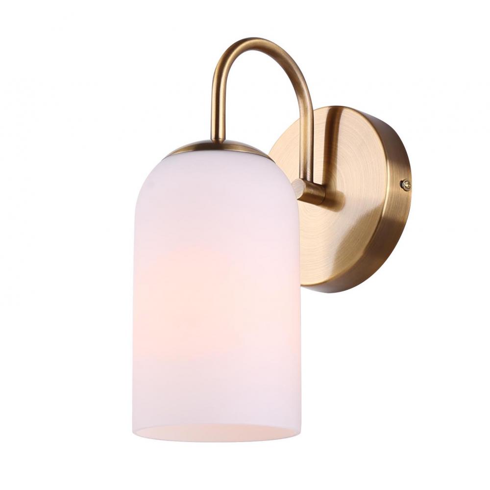 Novalee 4.75 in. 1 Light Gold Sconce with White Glass Shade