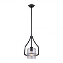 Canarm IPL375A01BK10 - WARREN, IPL375A01BK10, MBK Color, 1 Lt 10" Width Rod Pendant, Clear Glass, 60W Type A