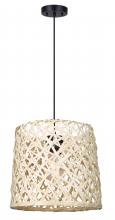 Canarm IPL2026B01BK - Tash 60-Watt 1 Light Matte Black Contemporary Natural Pendant with Natural Bamboo Shade