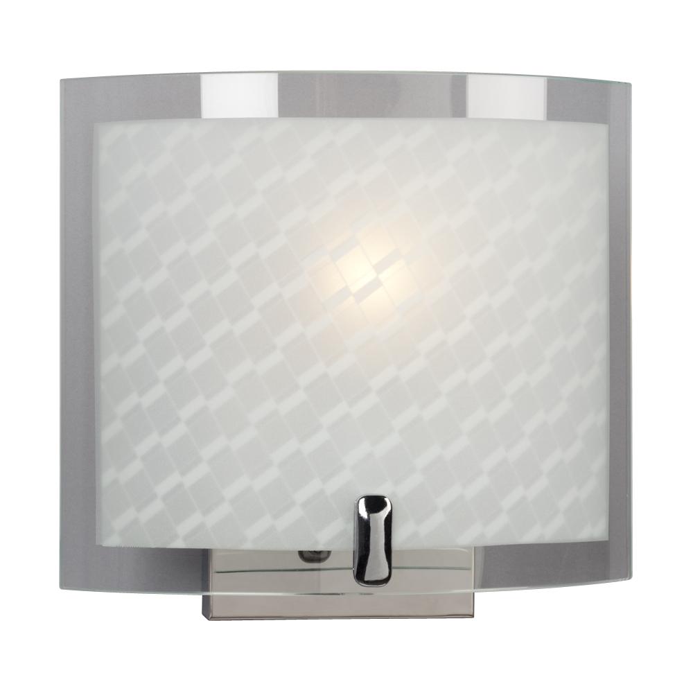 1-Light Wall Sconce Polished Chrome - Frosted White Diagonal Textured Glass with Clear Edge