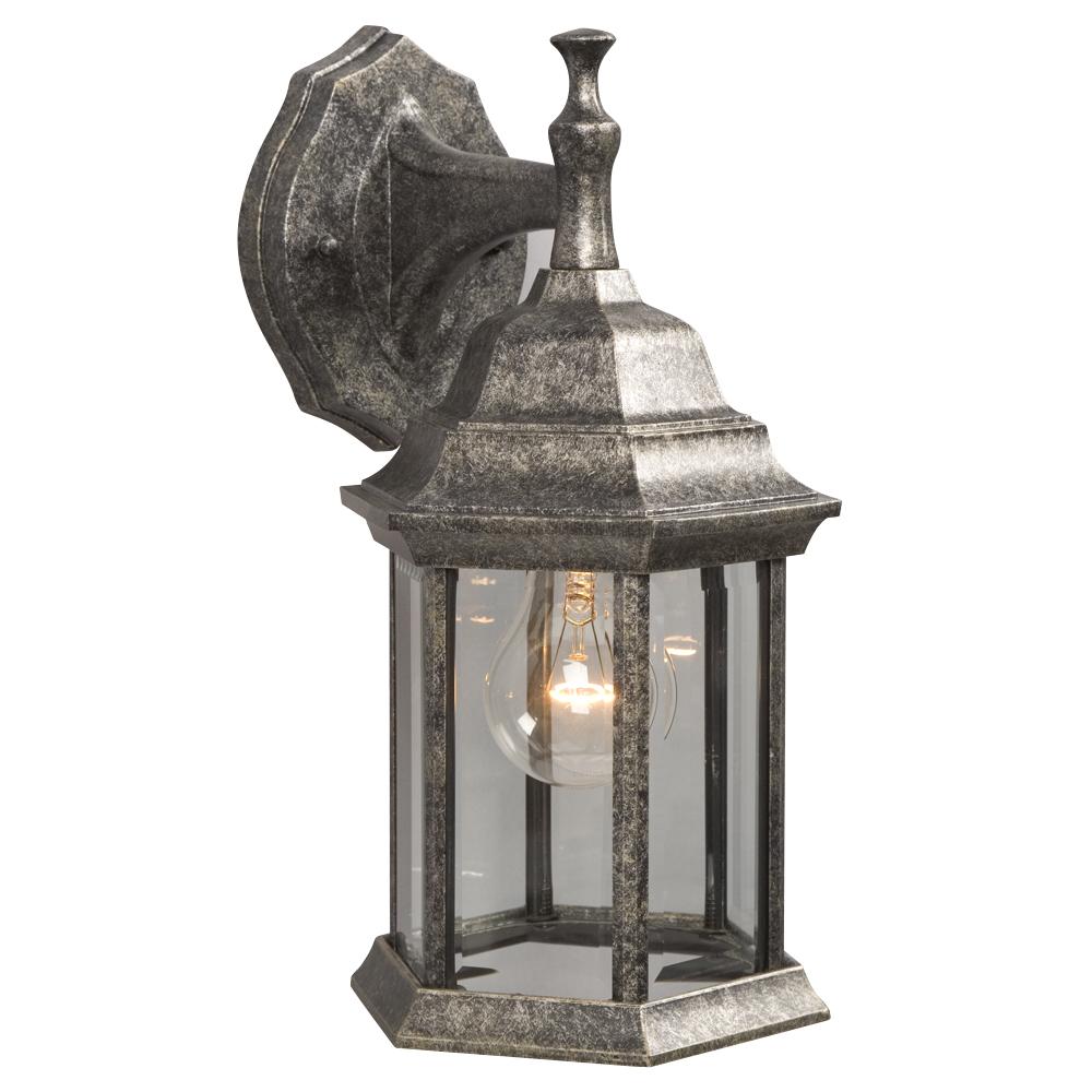 Outdoor Cast Aluminum Lantern - Antique Silver w/ Clear Beveled Glass