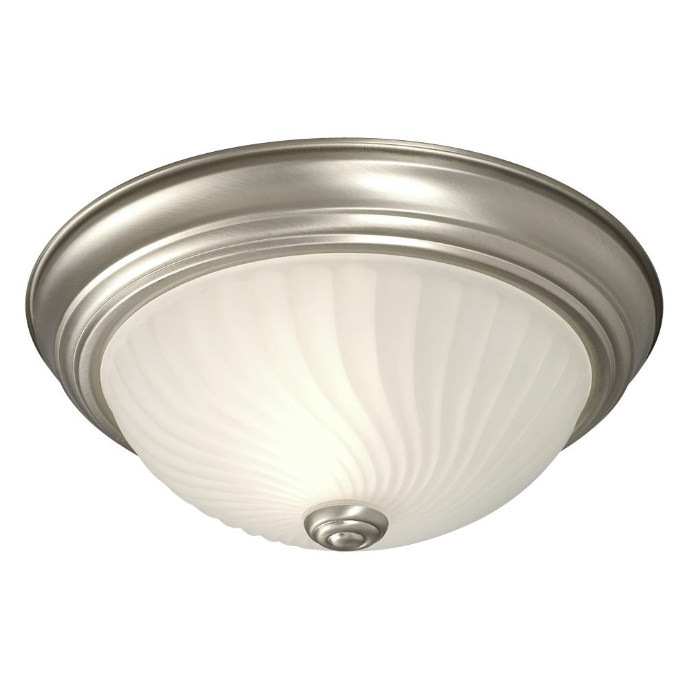 Flush Mount - Pewter w/ Frosted Swirl Glass
