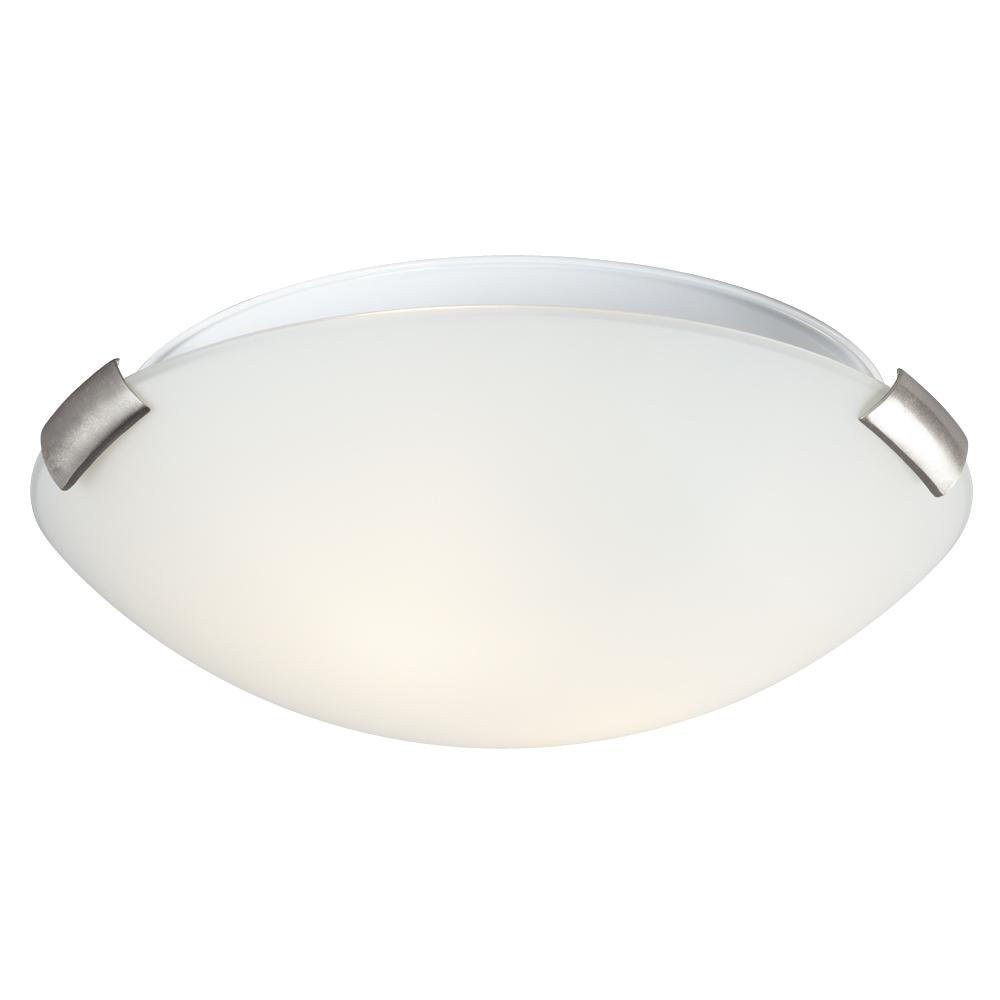 12" Flush Mount Ceiling Light - Brushed Nickel Clips with White Glass