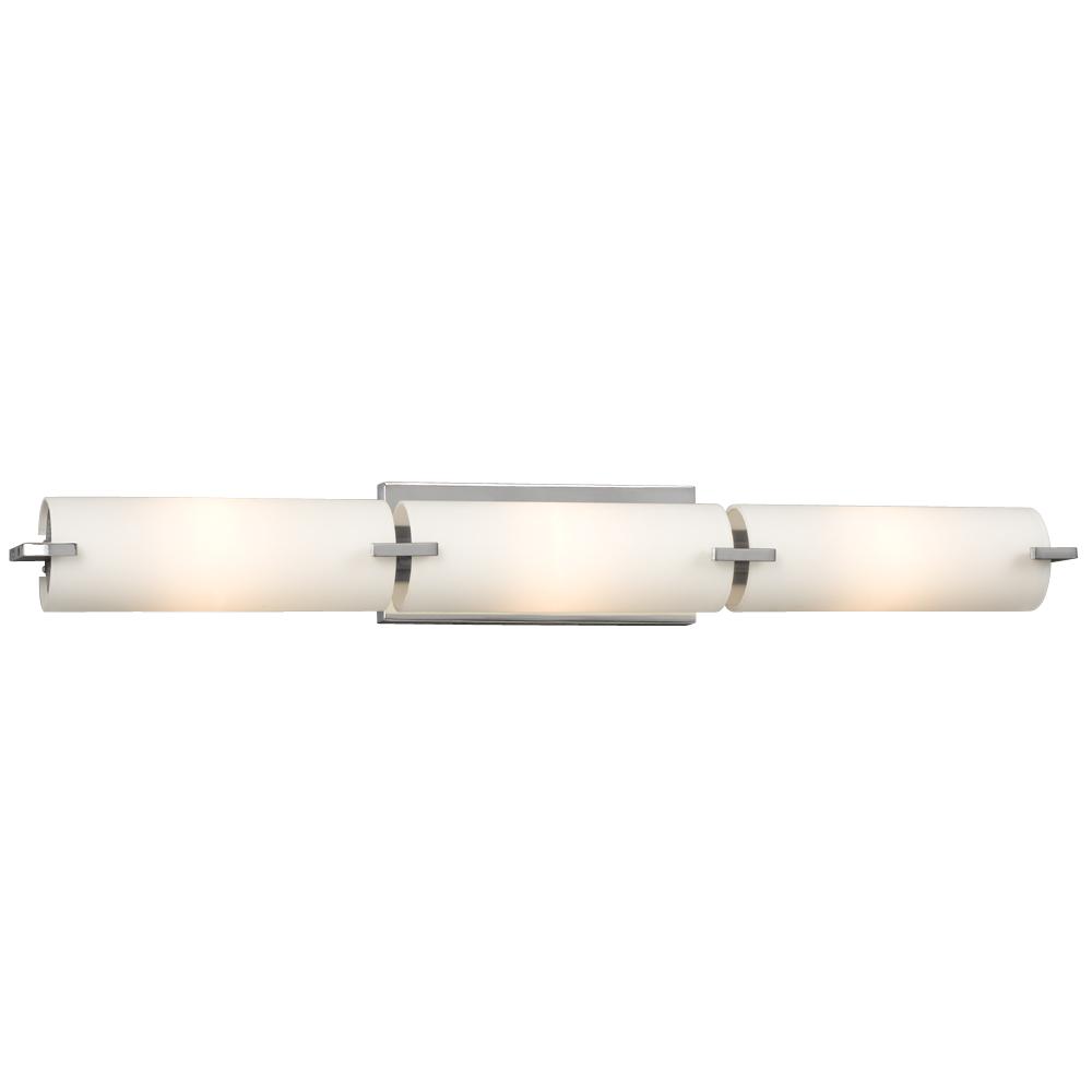 3 Light Vanity - in Polished Chrome with Satin White Glass