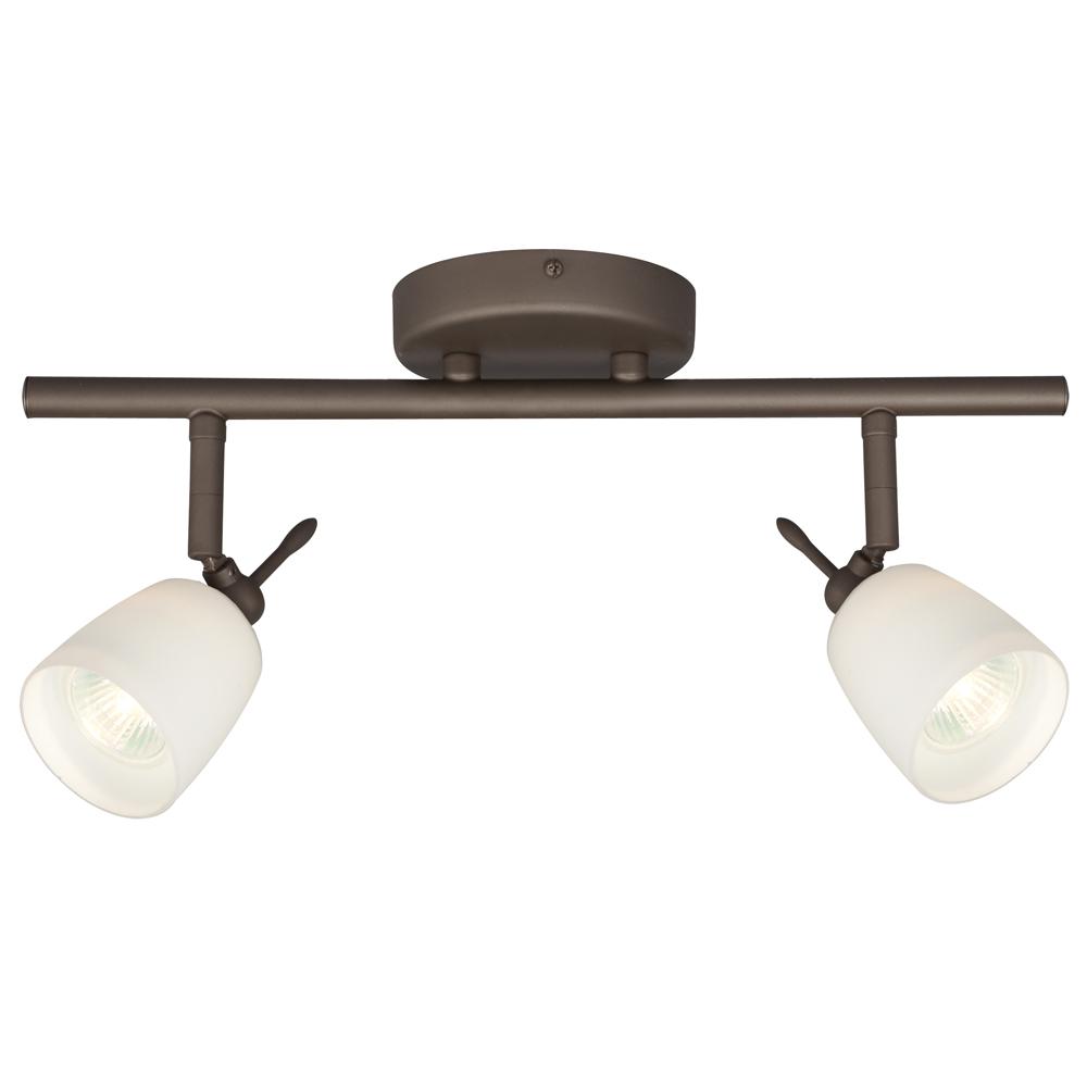 Two Light Halogen Track - Oil Rubbed Bronze with White Glass