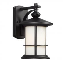 Galaxy Lighting 319940BK - Outdoor Wall Mount Lantern - in Black finish with White Art Glass
