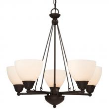 Galaxy Lighting 800503ORB - Five Light Chandelier - Oil Rubbed Bronze w/ Frosted White Glass