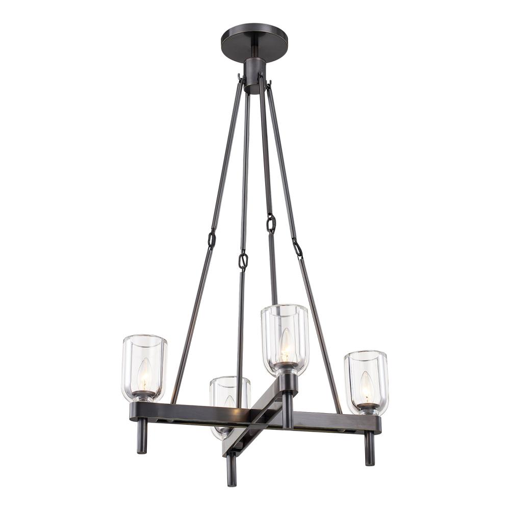 Lucian 22-in Clear Crystal/Urban Bronze 4 Lights Pendant