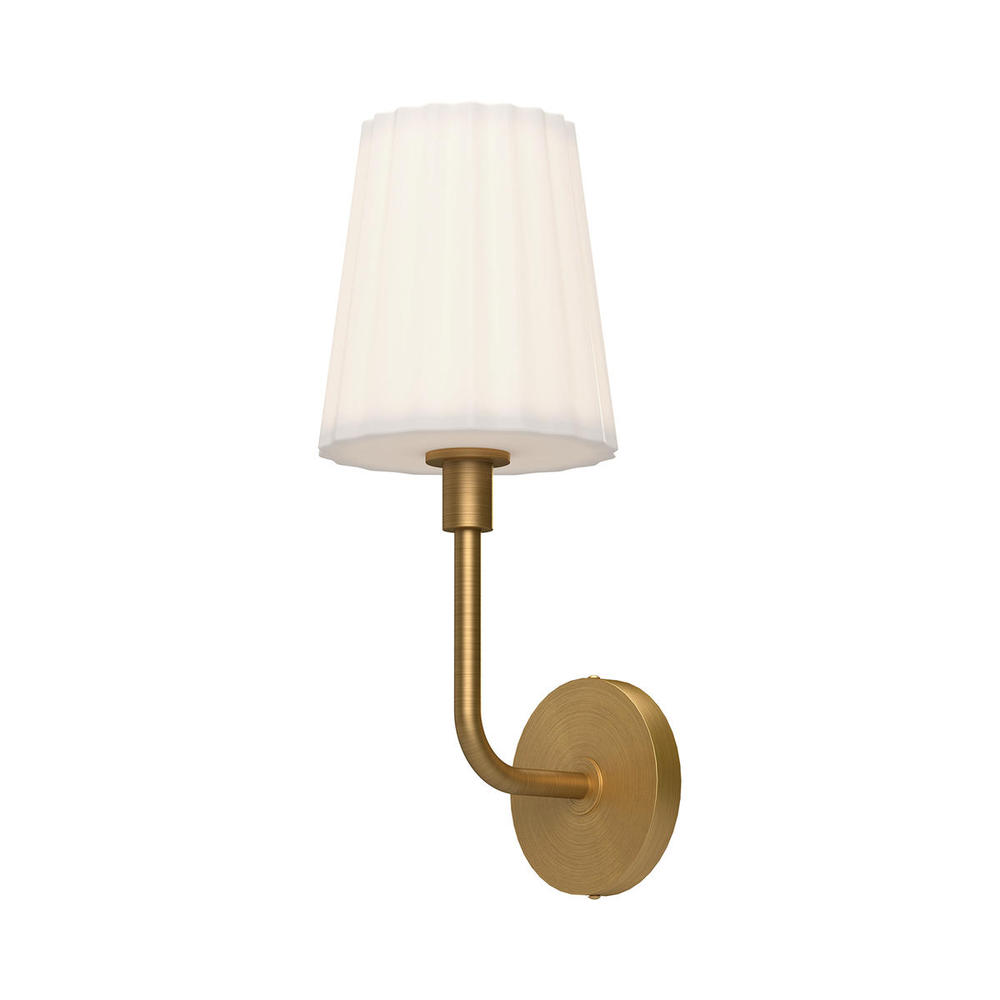 Plisse 7-in Aged Gold/Opal Matte Glass 1 Light Wall/Vanity