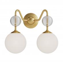 Alora Lighting VL415315BGOP - Celia 15-in Brushed Gold/Opal Glass 2 Lights Vanity