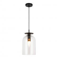 Alora Lighting PD515408MBCL - Sylvia 8-in Matte Black/Clear Glass 1 Light Pendant